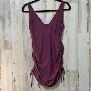 Kona Sol Purple One Piece Swimsuit with Ruched Sides
